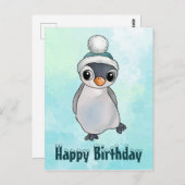 Carte Postale Pinguin mit Mütze (Devant / Derrière)