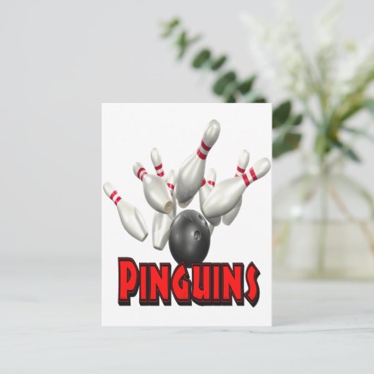 Carte Postale Pinguins Bowling (Debout devant)