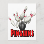 Carte Postale Pinguins Bowling (Devant)
