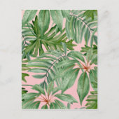 Carte Postale Pink and Palm Leaf Tropical Floral (Devant)