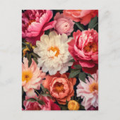 Carte Postale pink and white peony flowers witgreen leaves (Devant)