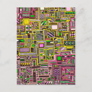 Carte Postale Pink and Yellow Geometric shapes pop art punk