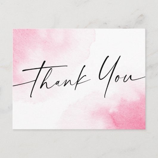 Carte Postale Pink aquarelle manuscrite script de style merci (Devant)