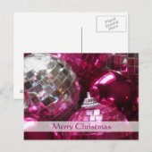 Carte postale Pink Baubles 'Joyeux Noël' (Devant / Derrière)