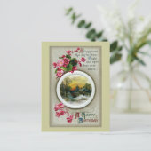 Carte Postale Pink Begonias Vintage Anniversaire Vignette (Debout devant)