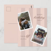 Carte Postale Pink Best Friends Photo Joyeux Anniversaire (Devant / Derrière)