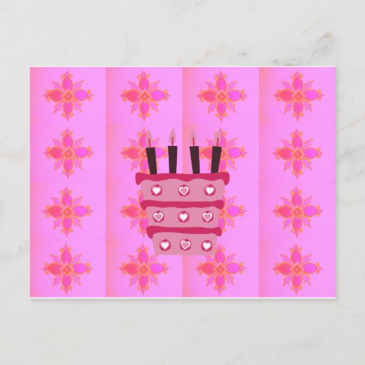 Carte Postale Pink Bird Cake Art Imprimer (Devant)