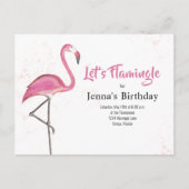 Carte Postale Pink Birthday Party Cute Flamingo Custom (Devant)