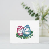 Carte Postale Pink & Blue Easter Eggs Postcard (Debout devant)