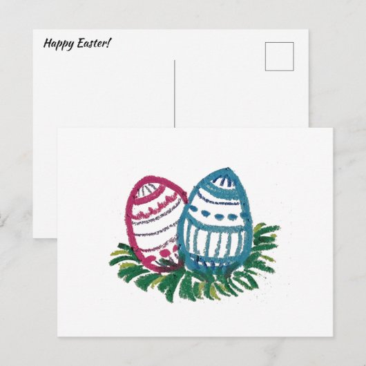 Carte Postale Pink & Blue Easter Eggs Postcard (Devant / Derrière)