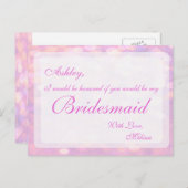 Carte Postale Pink Bokeh | Bridesmaid (Devant / Derrière)