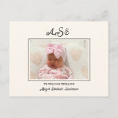 Carte Postale Pink Bow Photo Creative Faire-part de naissance (Devant)