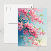 Carte Postale Pink Cherry Blossom Branches in Blue Sky (Devant / Derrière)