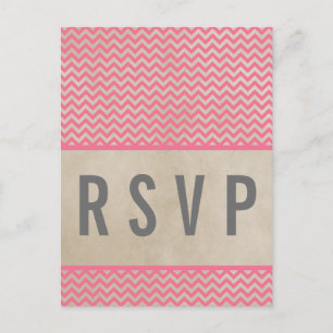 Carte postale Pink Chic Chevron RSVP
