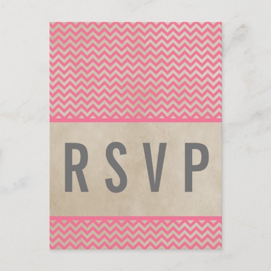 Carte postale Pink Chic Chevron RSVP (Devant)