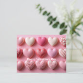 Carte Postale Pink Chocolate Hearts Valentine`s Day Card  (Debout devant)