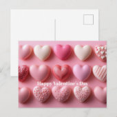 Carte Postale Pink Chocolate Hearts Valentine`s Day Card  (Devant / Derrière)