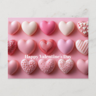 Carte Postale Pink Chocolate Hearts Valentine`s Day Card 