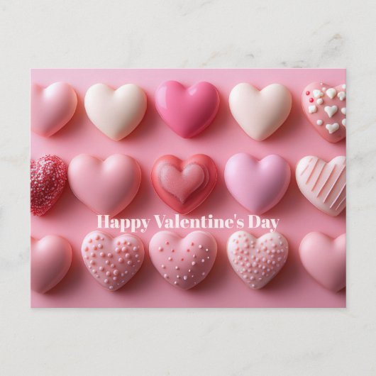 Carte Postale Pink Chocolate Hearts Valentine`s Day Card  (Devant)