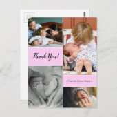 Carte Postale Pink Custom photo collage deuxième bébé faire-part (Devant / Derrière)