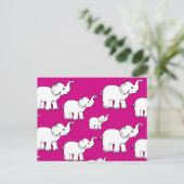 Carte Postale Pink Cute Animal Pattern Cartoon Elephant Pattern (Debout devant)
