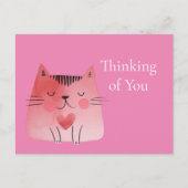 Carte Postale Pink Cute Chat Penser à vous (Devant)