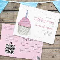 Pink Cute Cupcake QR Code Médias sociaux Whimsical