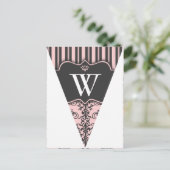 Carte postale Pink Damask Party Flag Bunting Banne (Debout devant)