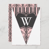 Carte postale Pink Damask Party Flag Bunting Banne (Devant / Derrière)