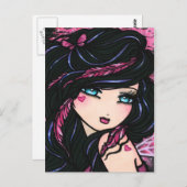 Carte Postale Pink Feathers Fairy Fantasy Art Postcard (Devant / Derrière)