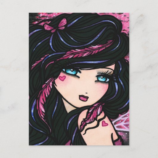 Carte Postale Pink Feathers Fairy Fantasy Art Postcard (Devant)