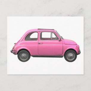 Carte Postale Pink Fiat 500 vintage voiture italienne