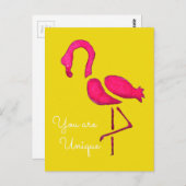 Carte Postale Pink flamingo pop art unique (Devant / Derrière)