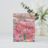 Carte Postale Pink Flower Map and Words Mixed Media Collage (Debout devant)
