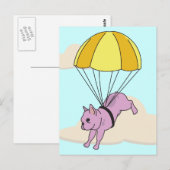Carte postale Pink French Buldog Umbrella Fun (Devant / Derrière)