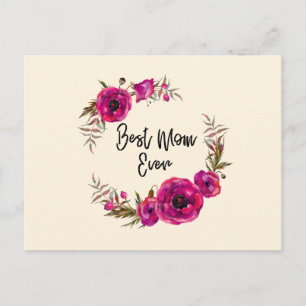 Carte Postale Pink Fuchsia Populaire Wreath Meilleur Maman Jamai