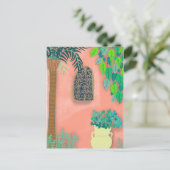 Carte Postale Pink Garden Wall Secret Exotique Palm Tree (Debout devant)