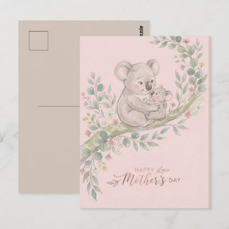 Carte Postale Pink, Gentle Koala Mom and Joey