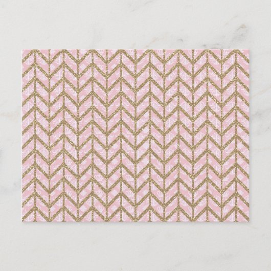 Carte Postale Pink Gold Royal Damask Chevron Parties scintillant (Devant)