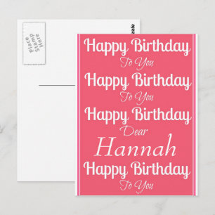 Carte postale Pink Happy Birthday Song