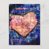 Carte Postale Pink Heart on Blue Mixed Media Art (Devant)