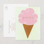 Carte Postale Pink Ice Cream Cone Summer Party Invitation (Devant / Derrière)