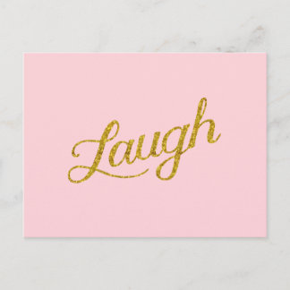 Carte Postale Pink Laugh Gold Faux Parties scintillant