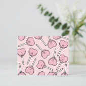 Carte Postale Pink Lollipops, Heart Lollipops, Lollipop Pattern (Debout devant)