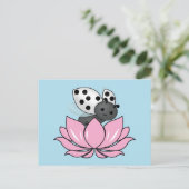 Carte Postale Pink Lotus White Ladybug (Debout devant)
