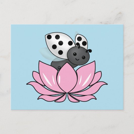 Carte Postale Pink Lotus White Ladybug (Devant)