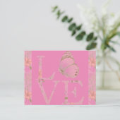 Carte Postale Pink Love Papillon Floral (Debout devant)