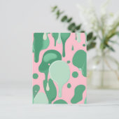 Carte Postale Pink Mint Green Melting Drip Pattern Abstract  (Debout devant)