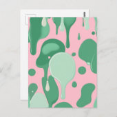 Carte Postale Pink Mint Green Melting Drip Pattern Abstract  (Devant / Derrière)
