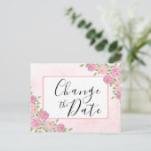Carte Postale Pink Modifier la date de report de l'événement Fai (Debout devant)